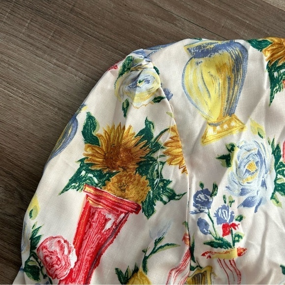 HAND MADE Open Novelty Front Vase Floral Print Cardigan Fit Women Medium - Picture 4 of 6